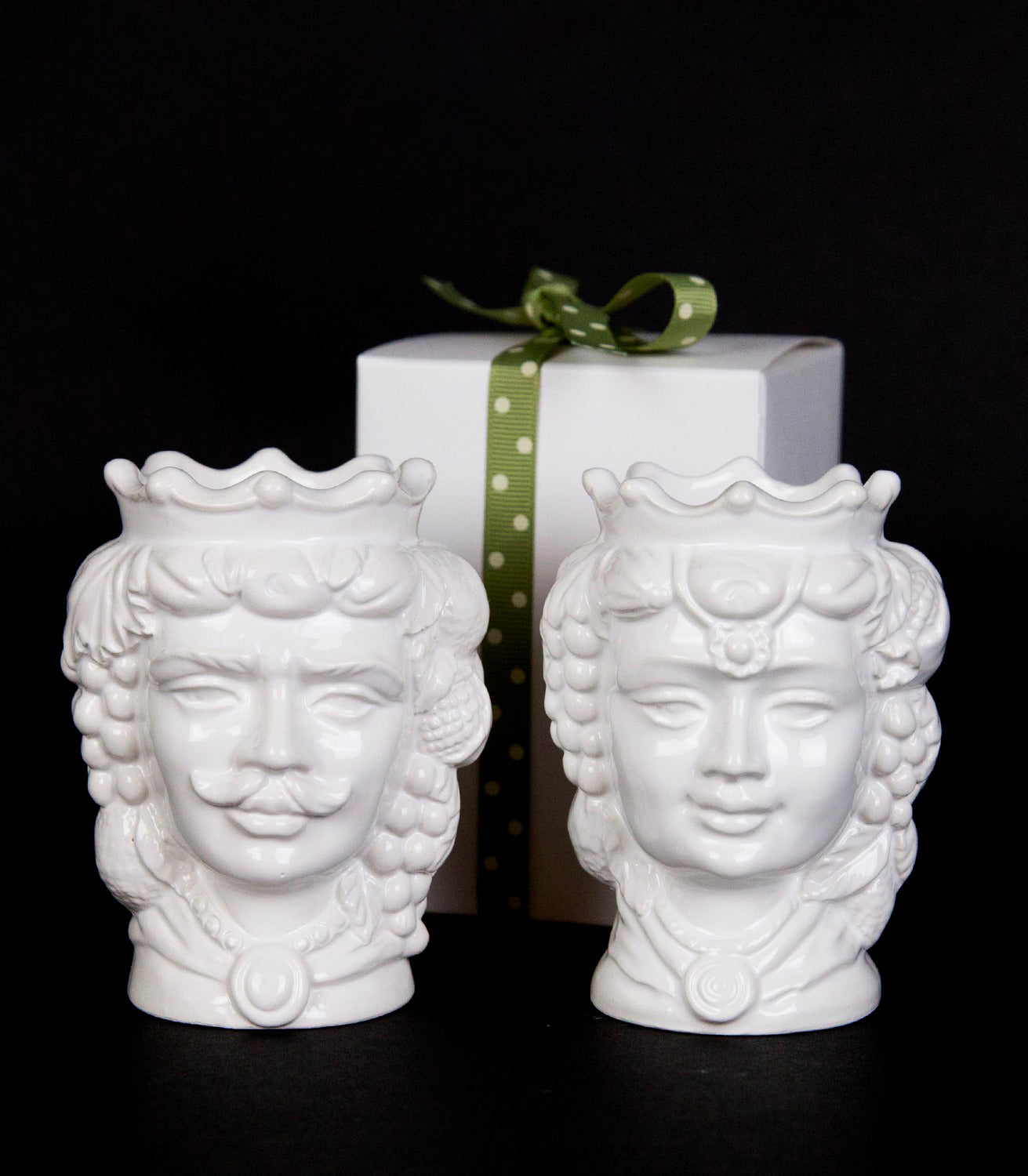 Piccole Teste di Moro – Coppia H 10 cm | Ceramica di Caltagirone