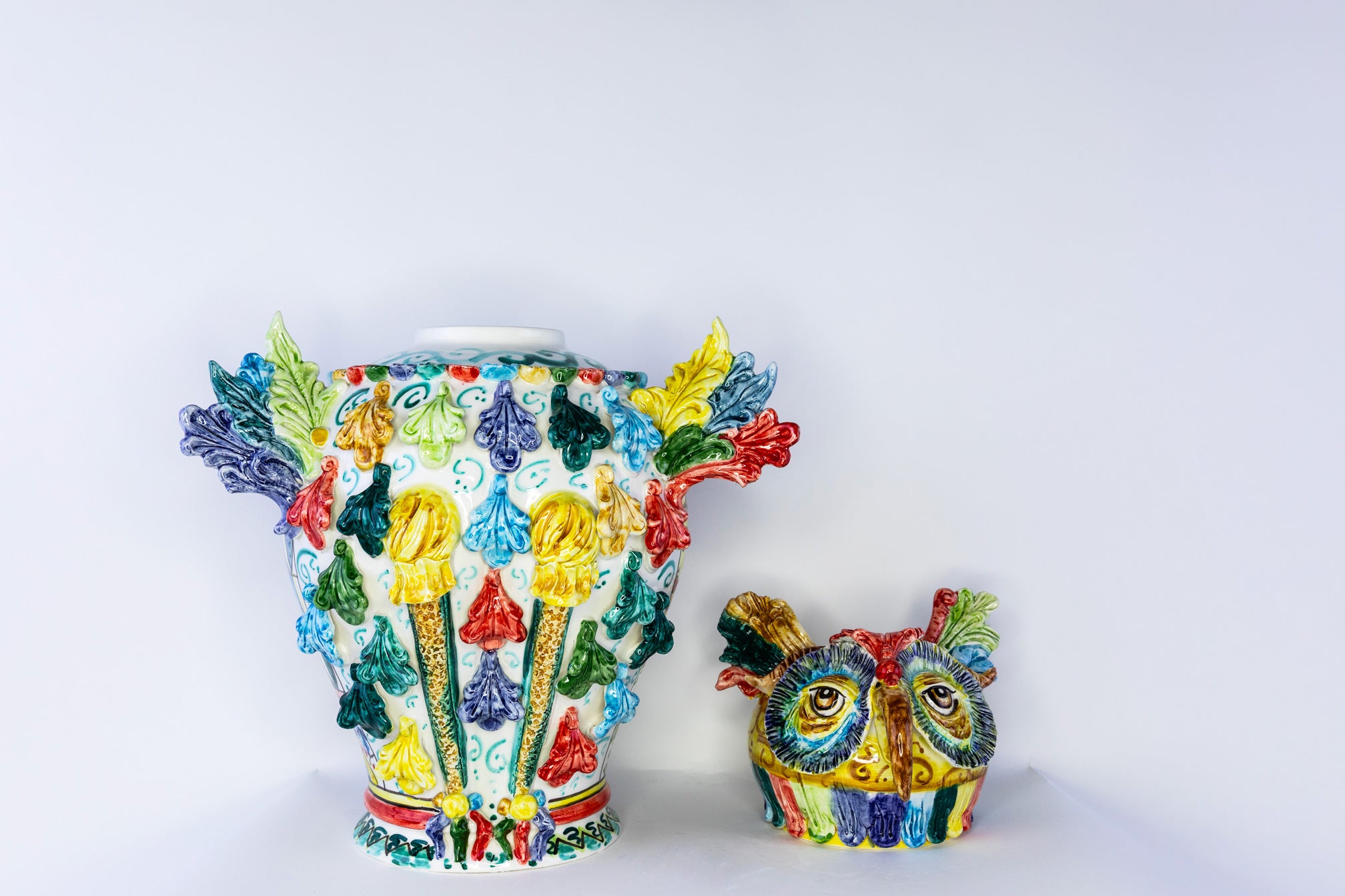 Civetta in ceramica di Caltagirone
